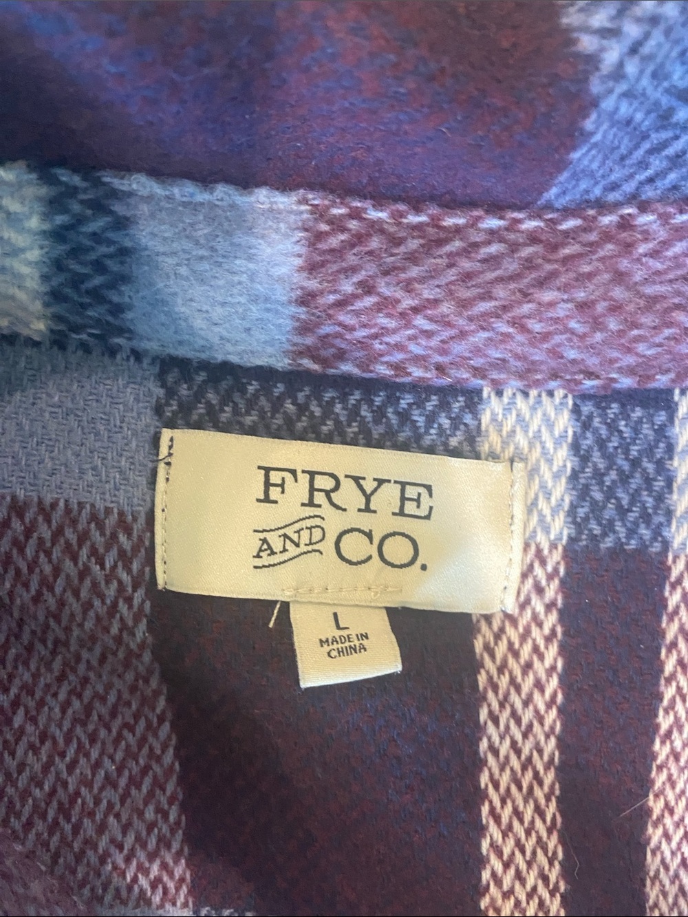 Frye Burgundy and Light Blue Plaid Button-Front Shirt - Picture 3 of 6